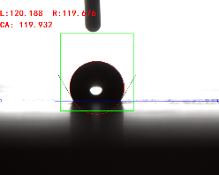 金屬陶瓷膜接觸角測量實(shí)圖