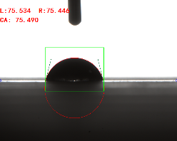 金屬陶瓷膜接觸角測量實(shí)圖