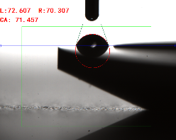 玻璃外殼等離子清洗前表面接觸角為71.4度 玻璃外殼等離子清洗前表面接觸角為71.4度